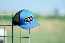 Load image into Gallery viewer, Ocean Blue Trucker cap with black mesh back
