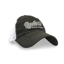 Load image into Gallery viewer, Unstructured mesh back Dark Charcoal Hat with Grey Logo
