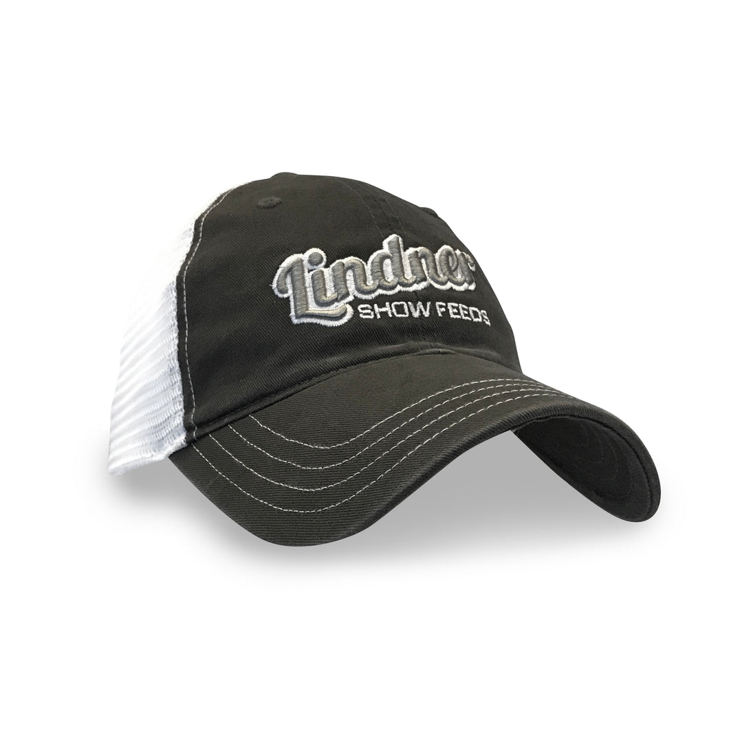 Unstructured mesh back Dark Charcoal Hat with Grey Logo