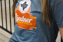 Load image into Gallery viewer, Heather Slate Tshirt-NEW updated Orange Distressed  Block Lindner logo
